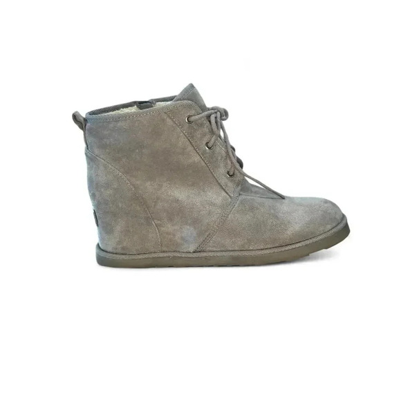 Dunes Karma Gray Faux Suede Faux Fur Booties Hidden Wedge Women's 11 - Picture 1 of 9